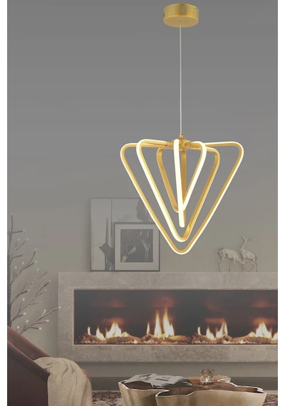 Üçgen 4'lü Oturma Odası Led Avize 9603-t18-6t-hz Gold
