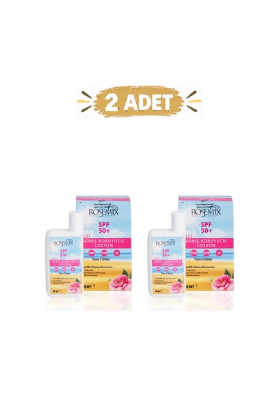 Rosemix - 349 - - Gül Yağlı Güneş Koruyucu Losyon +50 Spf + - 2 Adetlik - Shophnrl - Set Ürün