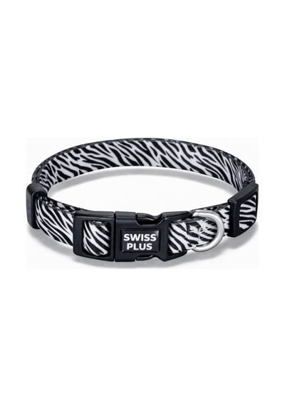 Swissplus Urban Paws Zebra Noir Recycled Köpek Tasması - 15 Mm Beyaz - Siyah