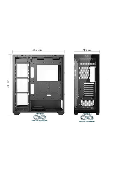 Aztech Azt09 600w Temper Cam , Rgb Switch Siyah 5 X Rgb Fan Uzakdan Kumanda Akvaryum Gamin Kasa