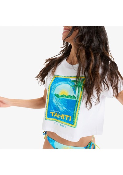 Roxy Atlas Oceanregular Kadın Beyaz Crop T-shirt Erjzt05921 Sarı