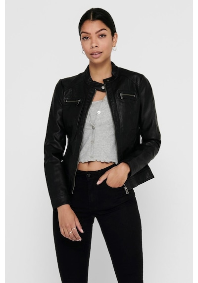 Only Kadın Siyah Deri Ceket Onlbandit Faux Leather Biker 15081400-blk 001