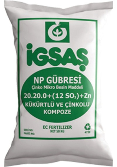 Gübre 50 KG Taban Gübresi Igsaş 20.20.0+(12 So3)+Zn Çinkolu