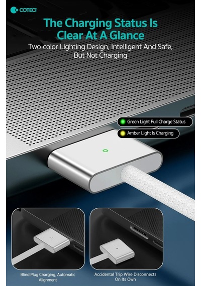 Delux Serisi Coteci Apple MacBook Uyumlu Type-c To Magsafe 3 Hızlı Şarj Kablosu Kolaylık Pratik Masa