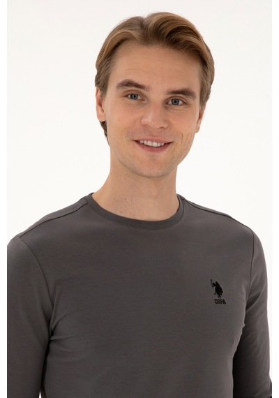 U.S. Polo Assn. Erkek Slim Fit Bisiklet Yaka Gri Basic Sweatshirt 50307762-VR024