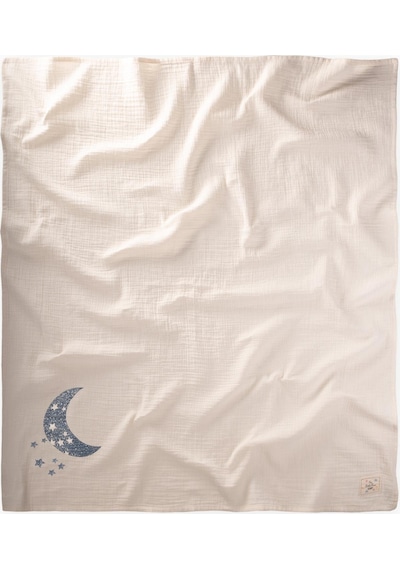 Cigit Ay Baskılı Naturel Battaniye 90x100 Cm İndigo Baskılı Indigo