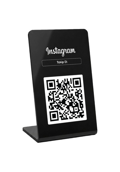 Meo Instagram Standı - Qr Kodlu Masaüstü Pleksi Stand Siyah