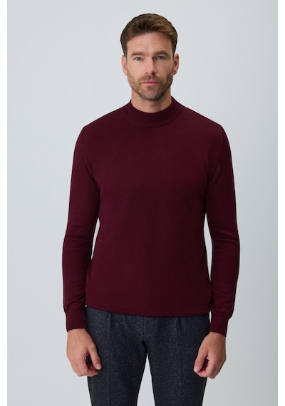 Morven Erkek Koyu Bordo Basic Yarım Balıkçı Yaka Dinamik Fit Triko 27kc017001752 Koyu Bordo