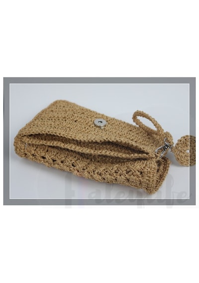 Aleylife El Yapımı Kağıt İp Clutch Makyaj Çantası - Kahverengi Kahverengi