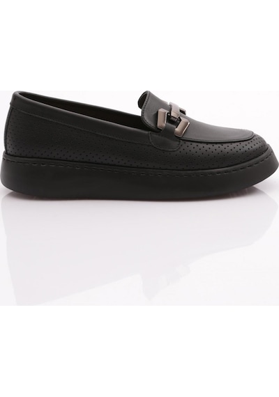 Dgn 422 Kadin Tokali Lazerli Loafer Ayakkabi 422-1567-17019 Siyah