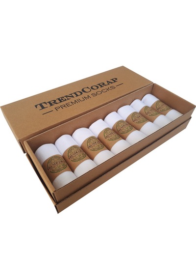 Trendcorap Premium 8'li Dikişsiz Bambu Erkek Spor Bilek Patik Çorap Beyaz