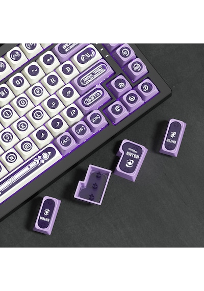 Mekanik Klavye Keycap -136 Tuşlu Mor - Beyaz Opal Tuş Takımı