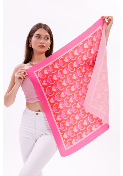 Tarzını Seç Aşk Kalpleri Model Fular Bandana Şal Estascarf 70x70 Cm