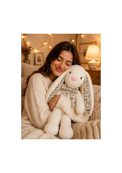 Yumuşacık Sevimli Dev Boy Tavşan Peluş Oyuncak 45 Cm Beyaz