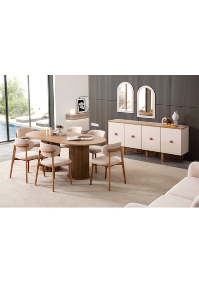 Heloise Bohem Natural Ahşap Masa Sandalye Takımı 90x180 Natural Heloise Bohem Natural Ahşap Masa Sandalye Takımı 90x180 Natural