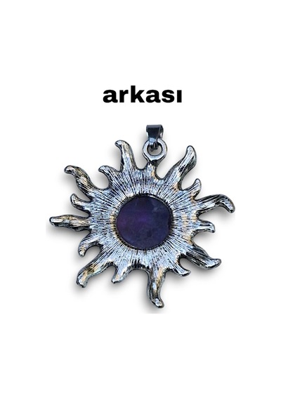 Güneş Motifli Ametist Kolye 421-4 Mor
