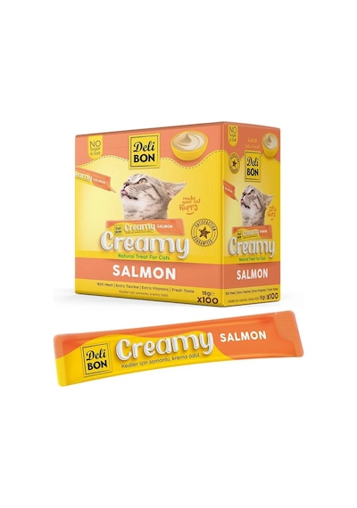 Delibon Creamy Somonlu Sıvı Kedi Ödülü 15 Gr 100'lü Paket