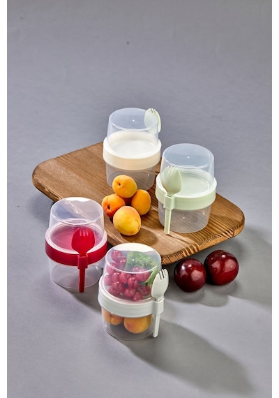 Pratik Taşınabilir Yoğurt, 400 Ml Müsli Saklama Kabı,kaşıklı Beslenme Kabı Plastik Yeşil Diğer