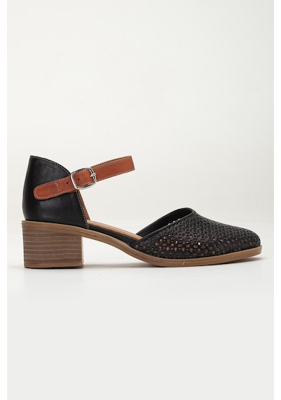 Analin Shoes Kadın Hakiki Deri Burnu Kapalı Delikli Sandalet Siyah