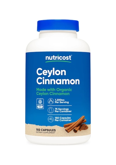 Nutricost Organic Ceylon Cinnamon 1200 Mg 240 Kapsül - Organik Seylon Tarçını Takviye Edici Gıda