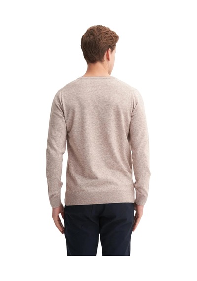 Cazador Premium Slim Fit Viskon Karışımlı Bisiklet Yaka Kazak-33220 Bej Melanj