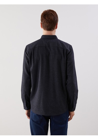 Lcwaıkıkı Classic Lacivert Regular Fit Armürlü Cepli Erkek Gömlek