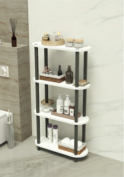 Soft 4 Katlı Banyo Düzenleyici Çok Raflı Banyo Organizeri Çok Amaçlı Banyo Düzenleyici - Beyaz Beyaz