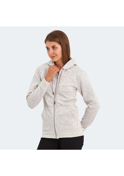 Slazenger KATYA Kadın Fermuarlı Kapüşonlu Cepli Gri Sweatshirt