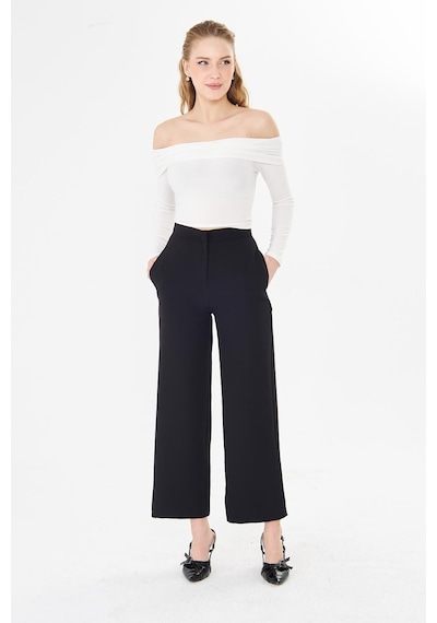 Sortie Collection Yüksek Bel Bol Paça Pantolon Siyah