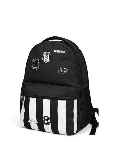 Beşiktaş Lisanslı Kartal Armalı Futbol Desenli Okul Çantası - Siyah Çocuk Sırt Çantası