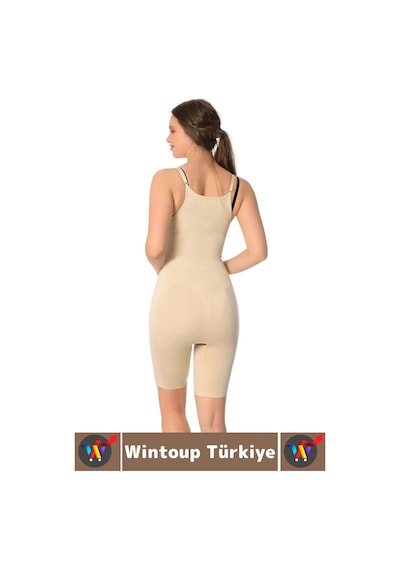 Wintoup Özel Model Karın Bel Toparlayan Sıkılaştıran Çıkarılabilir Askılı Fermuarlı Ağraflı Tam Boy Korse Ten