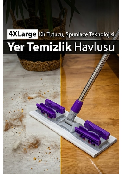 50 Yaprak 4xl Büyük Boy Mandallı Mop Uyumlu Islak Yer Temizlik Havlusu - Kullan At Bez Beyaz