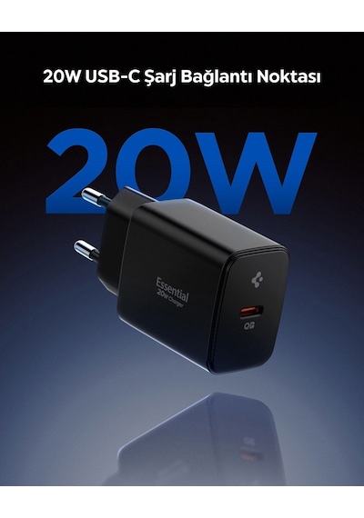 Spigen 20w Usb-c Mini Hızlı Şarj Aleti Samsung Uyumlu Pps / Şarj Isısını Düşürür Gan Destekli Akım Korumalı Güç Adaptörü