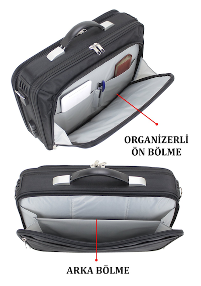 Çantachım Unisex Siyah 15.6'' Çelik Kasalı Laptop Evrak Bilgisayar Çantası Siyah