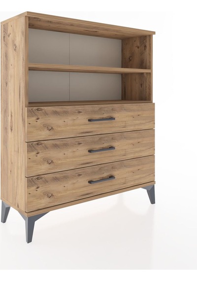 Arges Şifonyer 2 Raflı 3 Çekmeceli 88x30x106 Çam-çam Çam
