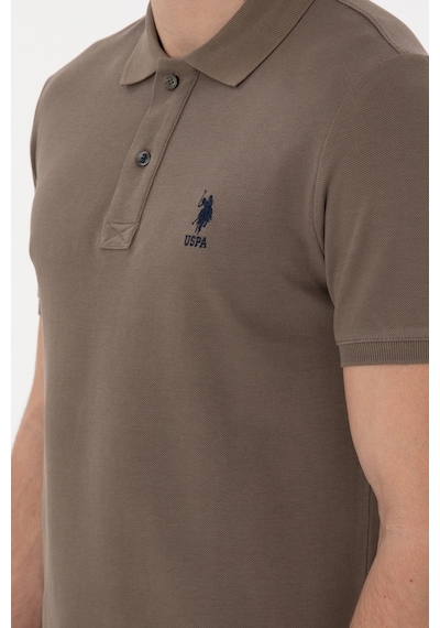 U.S. Polo Assn. Erkek Slim Fit Polo Yaka Vizon Basic Tişört 50298041-VR052