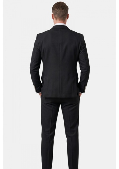 Deep Sea Deepsea Erkek Siyah Slim Fit Kruvaze Takım Elbise Likralı Çizgili Dokulu Metal Düğmeli 2600820