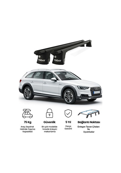 Trio-ı Audi A4 Allroad 2015 Ve Sonrası Uyumlu Siyah Kilitli Ara Atkı 120cm Port Bagaj Tavan Barı