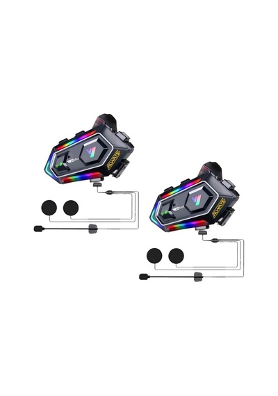 2 Adet Y20 Max Telsiz Özellikli 5.3 Motosiklet Kask Kulaklık Intercom Rgb Motorsiklet Interkom