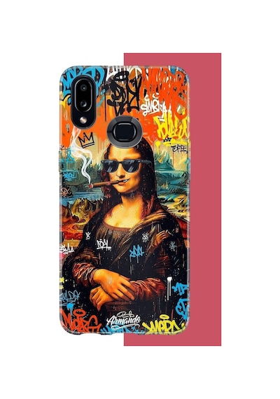 Samsung Galaxy A10s Uyumlu Mona Lisa Graffiti Baskılı Silikon Kılıf Renkli