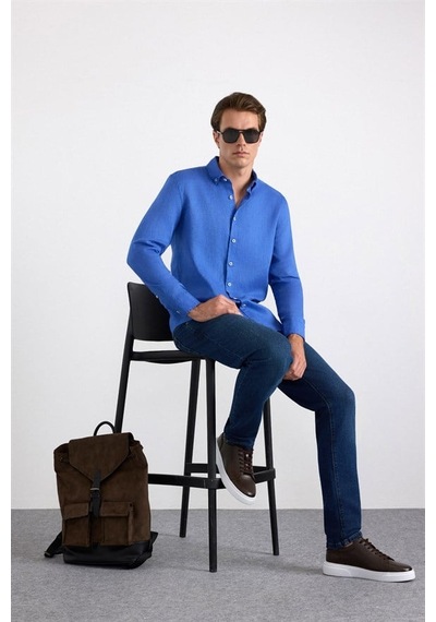 Süvari Saks Mavi Regular Klasik Yaka Düz Cepsiz Düğmeli Uzun Kollu Casual Gömlek Gm1008400363-m05 Süvari Saks Mavi Regular Klasik Yaka Düz Cepsiz Düğmeli Uzun Kollu Casual Gömlek Gm1008400363-m05