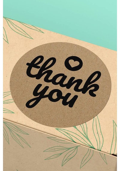 Kraft Kalpli Thank You Kargo Sticker 3x3cm St2148 Çok Renkli