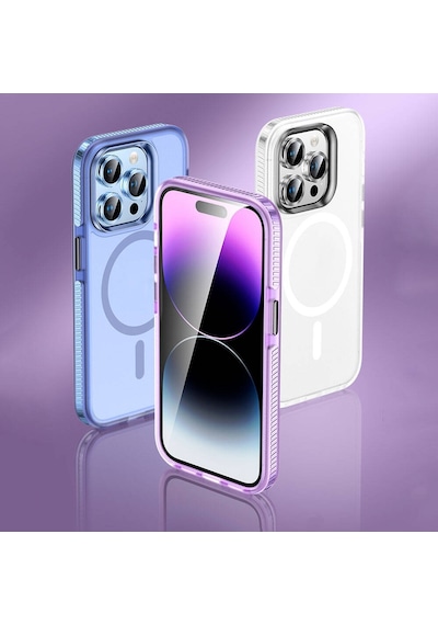 Apple Uyumlu iPhone 15 Pro Max Kılıf Airbagli Magsafe Wireless Şarj Özellikli Lens Koruyuculu Zore Klaptika Kapak