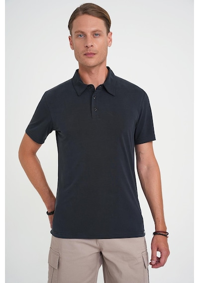 Efor Comfort Fit Polo Yaka Modal Karışım Kısa Kol Casual Siyah Tişört Ts 903 Siyah