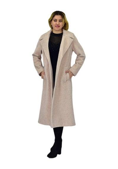 Kadın Bej Uzun Kaşe Kaban Bgl-st04115 Bej