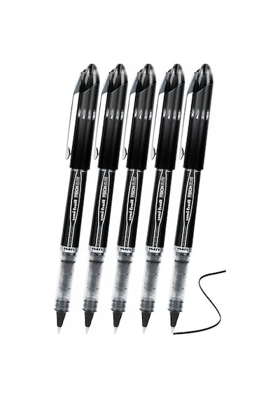 Siyah Pilot Kalem Ub-205 Vision Elite 0.5mm 5 Adet Uniball Pilot Kalem 0.5 Mm Roller Uçlu Pilot Kalem İnce Uçlu Likit Siyah