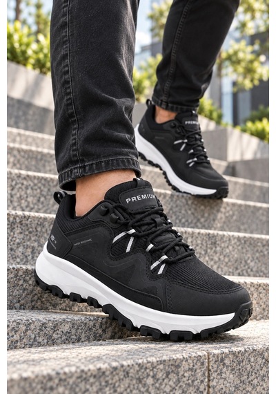 In Step Trekon Erkek Siyah-beyaz Outdoor Suya Dayanıklı Kalın Tabanlı Yürüyüş Ayakkabısı