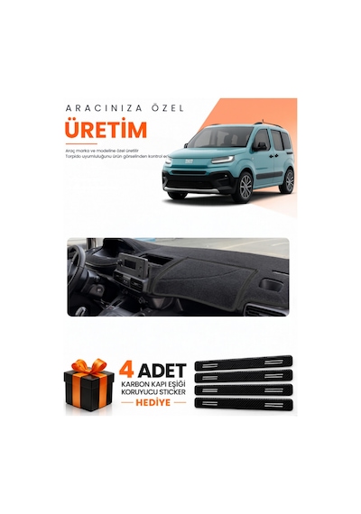 Fiat Doblo 2023-2026 Uyumlu Torpido Koruma Örtüsü Oto Kılıfı - Siyah