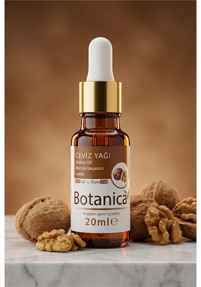 Botanica %100 Saf Ceviz Yağı Soğuk Sıkım Cilt Besleyici Nemlendirici Doğal Bitkisel Onarıcı Bakım 20 Ml 20 ML