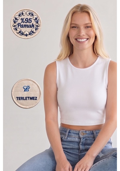 Mistirik Pineyto Model Sıfır Kollu Pamuklu Yumuşak Ve Esnek Formüllü Tasarım Basic Atlet Crop Siyah Renk